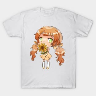 Sunflower Spring Summer Chibi Kawaii Anime Girl T-Shirt